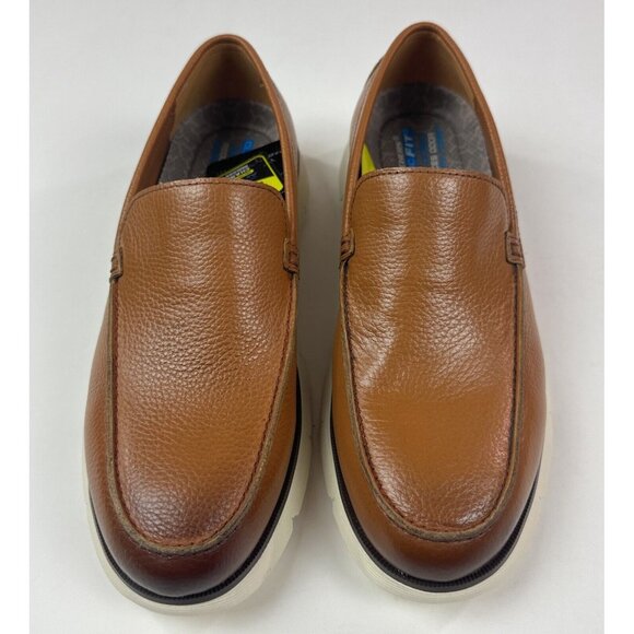 Skechers Augustino Ossie Moc Toe Mens 8.5 Cognac Leather Loafers Shoes 205096 - Picture 4 of 10